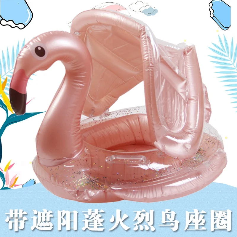 

Inflatable Sequined Unicorn Flamingo Swim Ring with Awning Swim Seat for Kids Pool Float Party Pool Toy