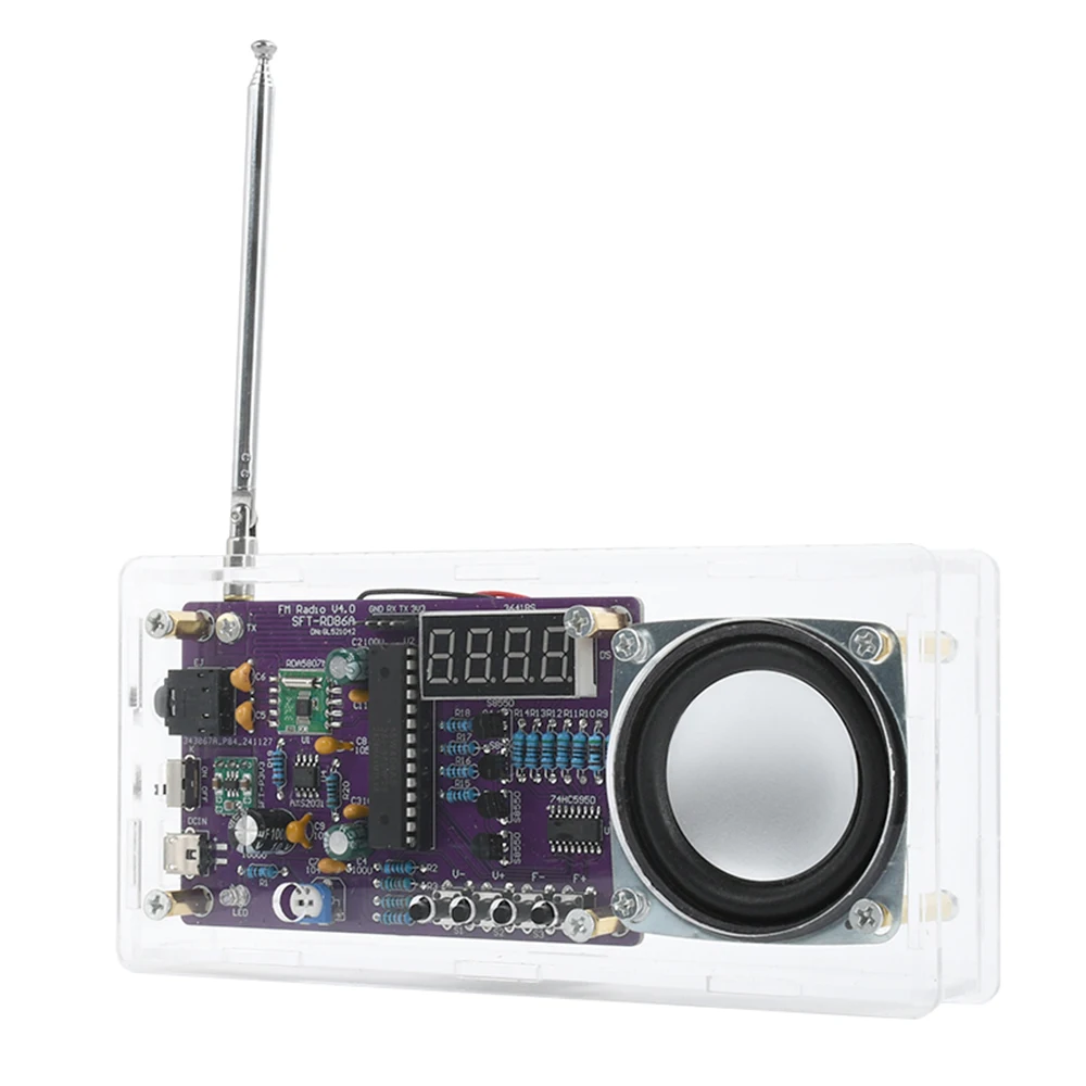 Kit de bricolage radio FM, 87.5MHz ~ 108 Z successif, réglable avec haut-parleur 5W, électronique, fuchsia, accessoires de pratique de soudage