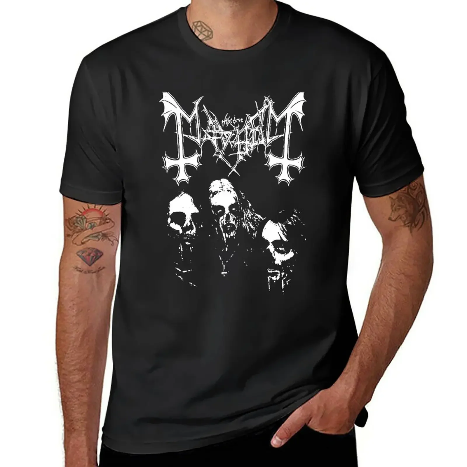 

Новая футболка с рисунком MAYHEM BAND, большие размеры, футболка с рисунком, винтажные футболки с рисунком рэпера, Мужская футболка