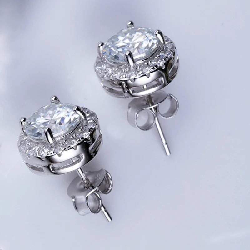 Joyce Kelly 6,5 mm 1 Karat bunte Moissanit-Ohrringe, Unisex, männlich, weiblich, S925-Sterlingsilber, funkelnder feiner Schmuck, Herren-Ohrstecker – Detail 8
