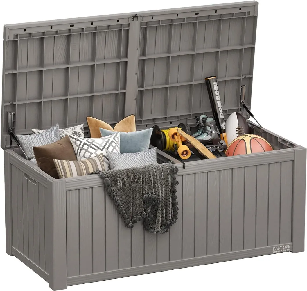 

Outdoor Storage Box, 150 Gallon , for Patio Cushions, Gardening Tools, Outdoor Toys, Lockable, Waterproof and UV Resistant, Grey