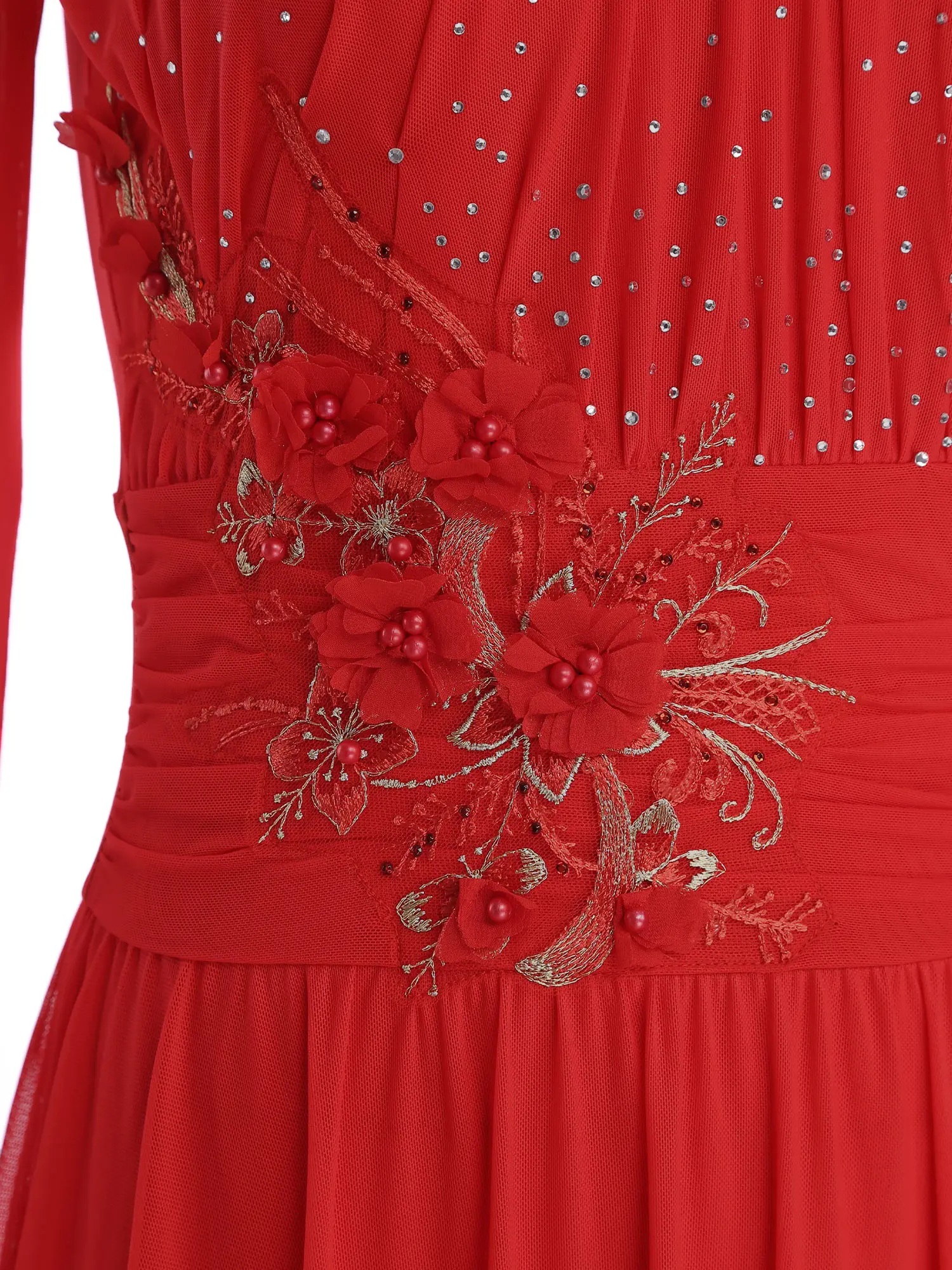 

Adults Women Dance Applique Ballet Dress Long Sleeves Mesh Tulle Lyrical Dance Costumes Contemporary Leotards Dress Dancewear