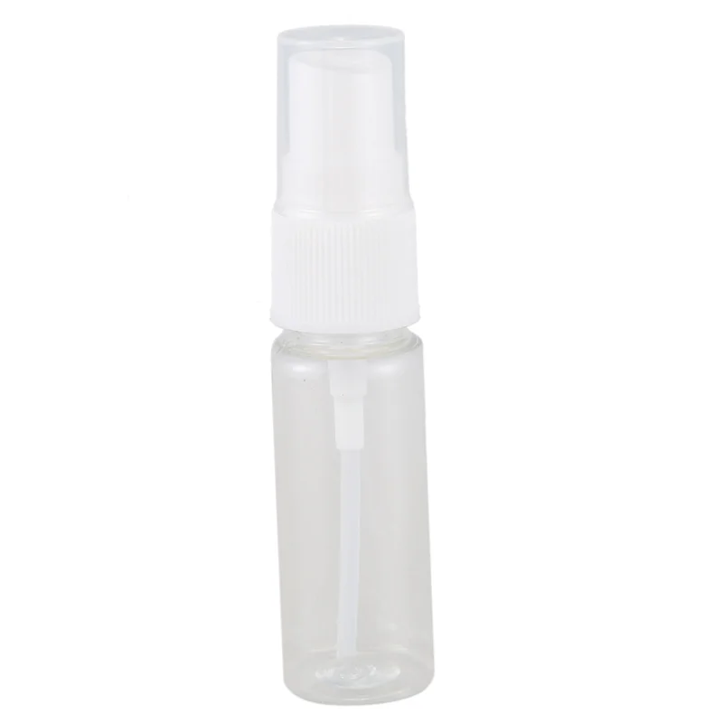 Paquete de PB-250 botellas vacías de plástico transparente con pulverizador de niebla fina con paño de limpieza de microfibra, contenedor recargable de 20Ml perfecto
