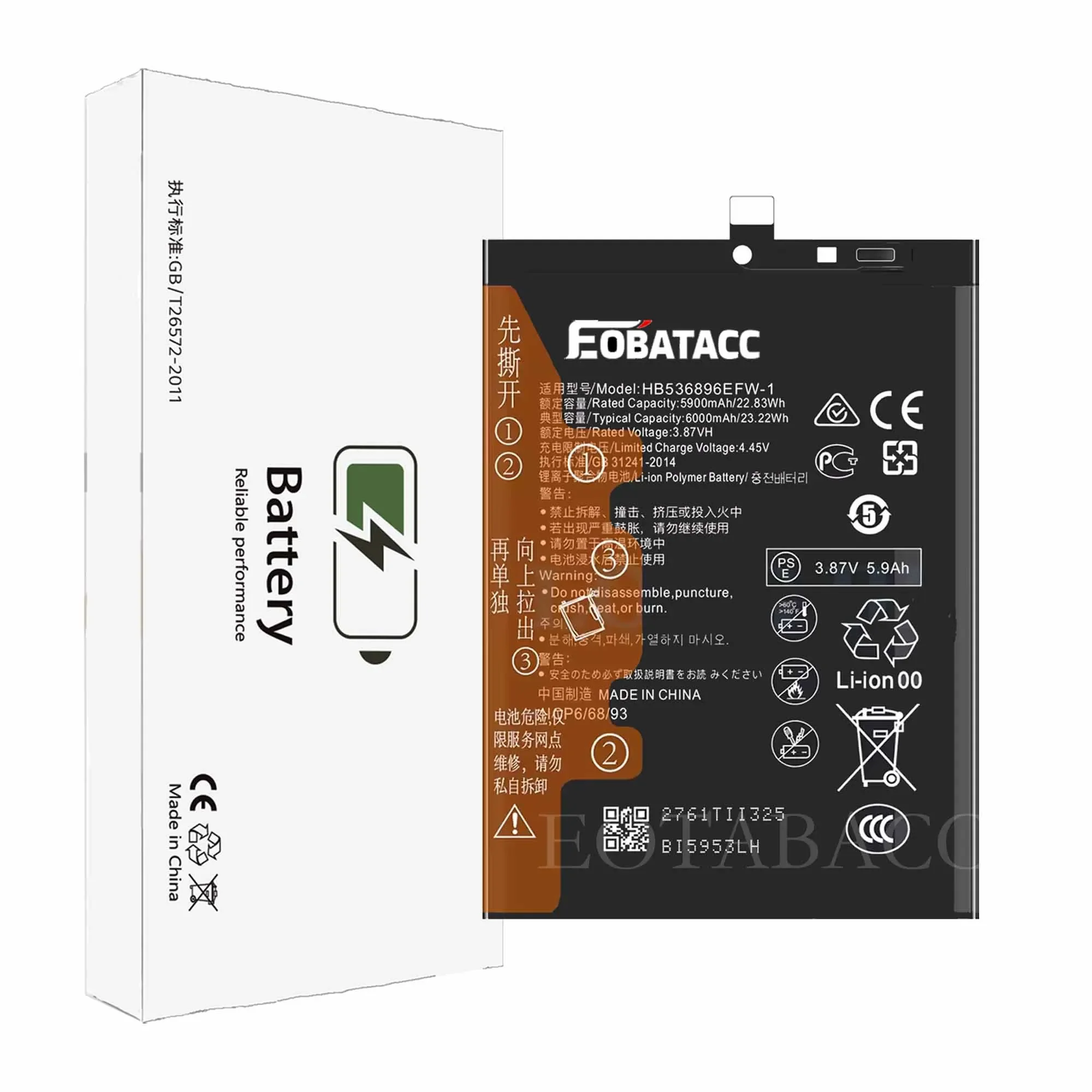 2025 YEAR EOTABACC 100% New Original Battery HB536896EFW-1 For HUAWEI NOVA Y70 Battery +Tools