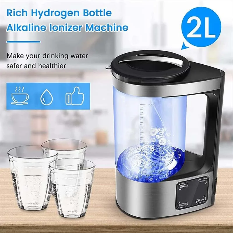 Time Display 2L Electric Hydrogen Rich Water Kettle Water Ionizer Machine Water filter Drink SPE+PEM Hydrogen Water Generator