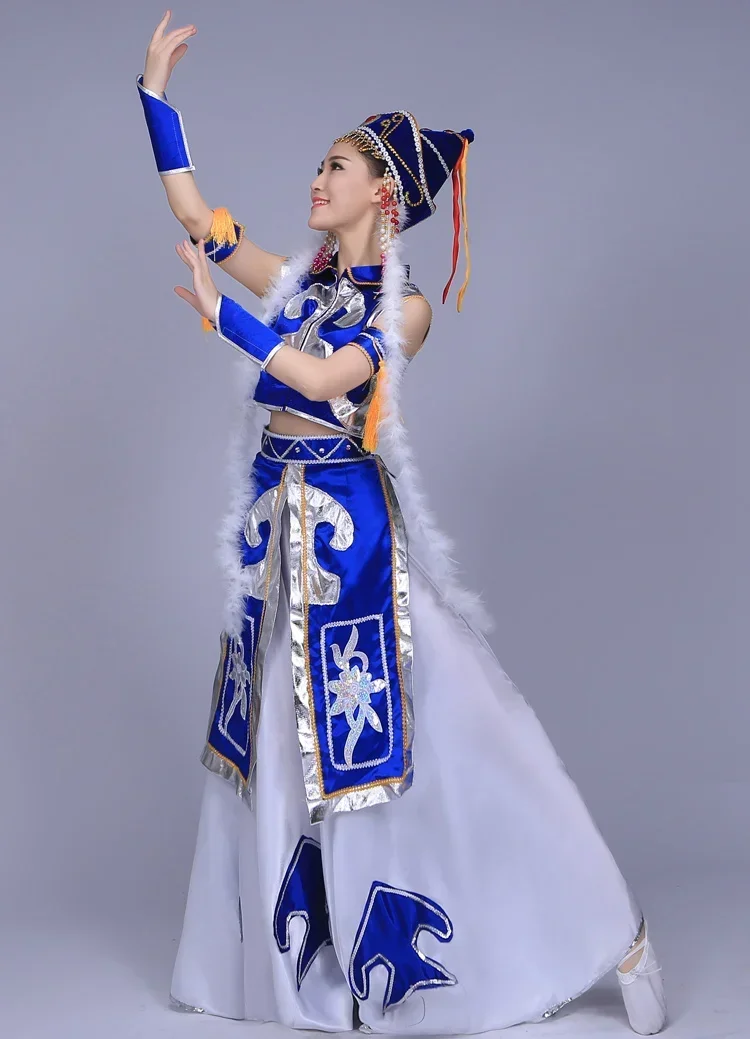 Mongolian Ethnic Minority Women's Clothing Mongolian Dance Costumes Stage Performance Clothing Big Skirt