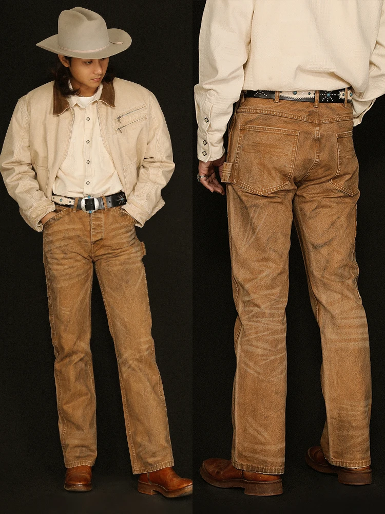 

Waed Outlogging Jeans Straight Leg Old Faioned 65OZ Bead Sail Dir Old Set Dyeing Water Waed Mine Worker MBBCAR Slim