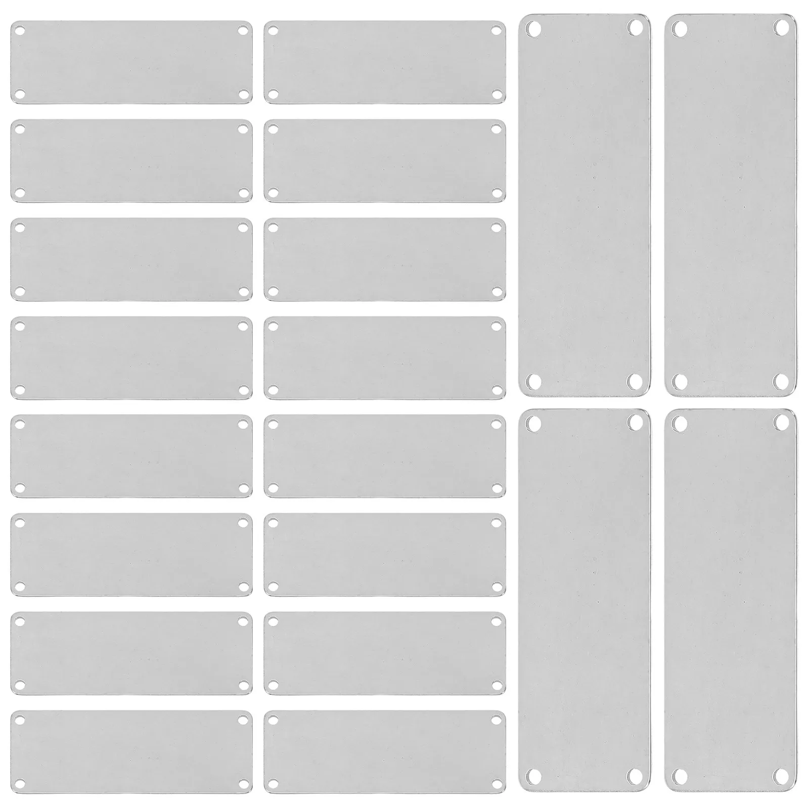 20Pcs Stainless Steel Blank Tags Four Hole Rectangular Engraving Blanks Nameplate Stamping Pendants Metal Tag Charms for DIY