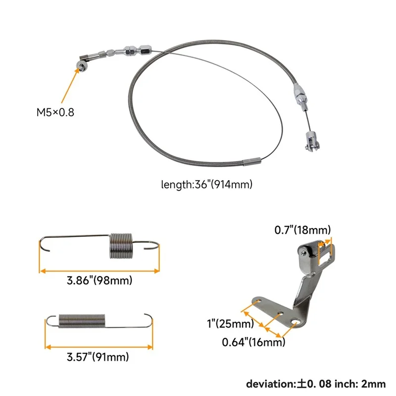 Pedale del gas universale nero + kit molla staffa cavo acceleratore SS 36" Hot Rod