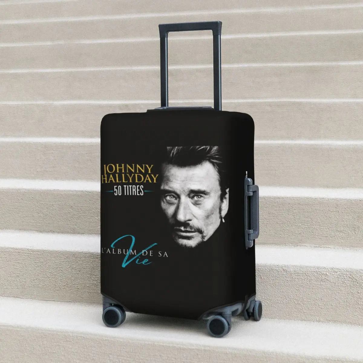 

Johnny Hallyday (1) Suitcase Cover Protection Elastic Trip Luggage Protector Covers for 18-32 Inch