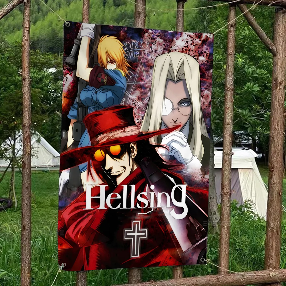 Vintage Anime Figure Hellsing Ultimate Anime Chart Flag For Living Room Home Dorm Decor Art Home Decor Banner