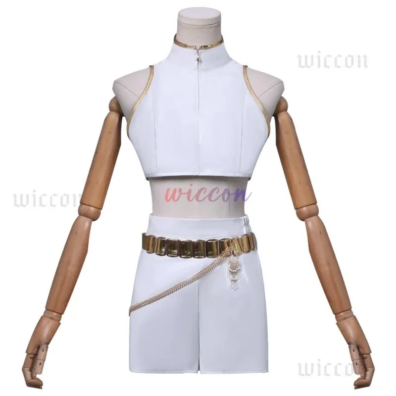 CyHuntrix WHAT IT SOUNDS LIKE Stage Zoey Rumi Mira 코스프레 의상 영화 Kpop 악마 헌터 무대 화이트 한국 아이돌 미니 드레스