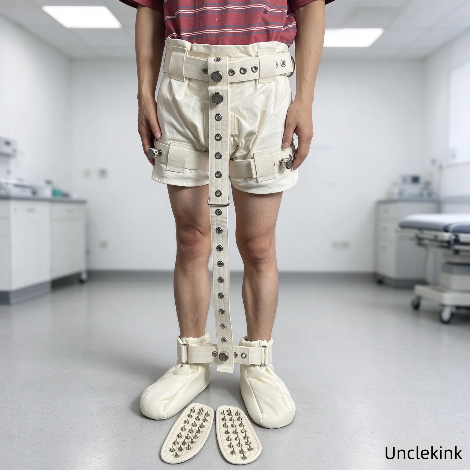 Diaper Cover Locking Shorts with Soft Padded Shoes Spiked Insoles Restraint Set Psychiatric Restraint Agitated Patients