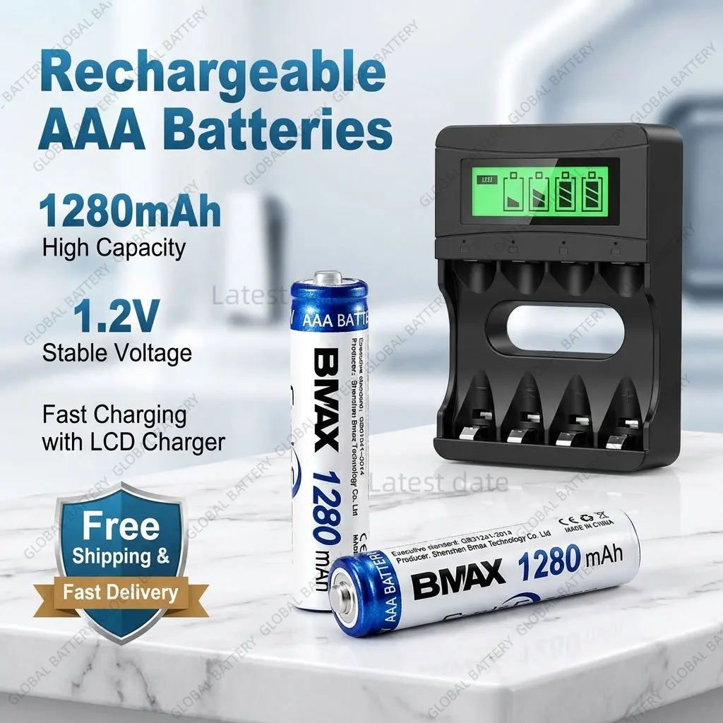 

Rechargeable Battery AAA Ni-MH 1.2V High-Capacity 1280mAh for Remote Control Massager , Electric Beauty Device