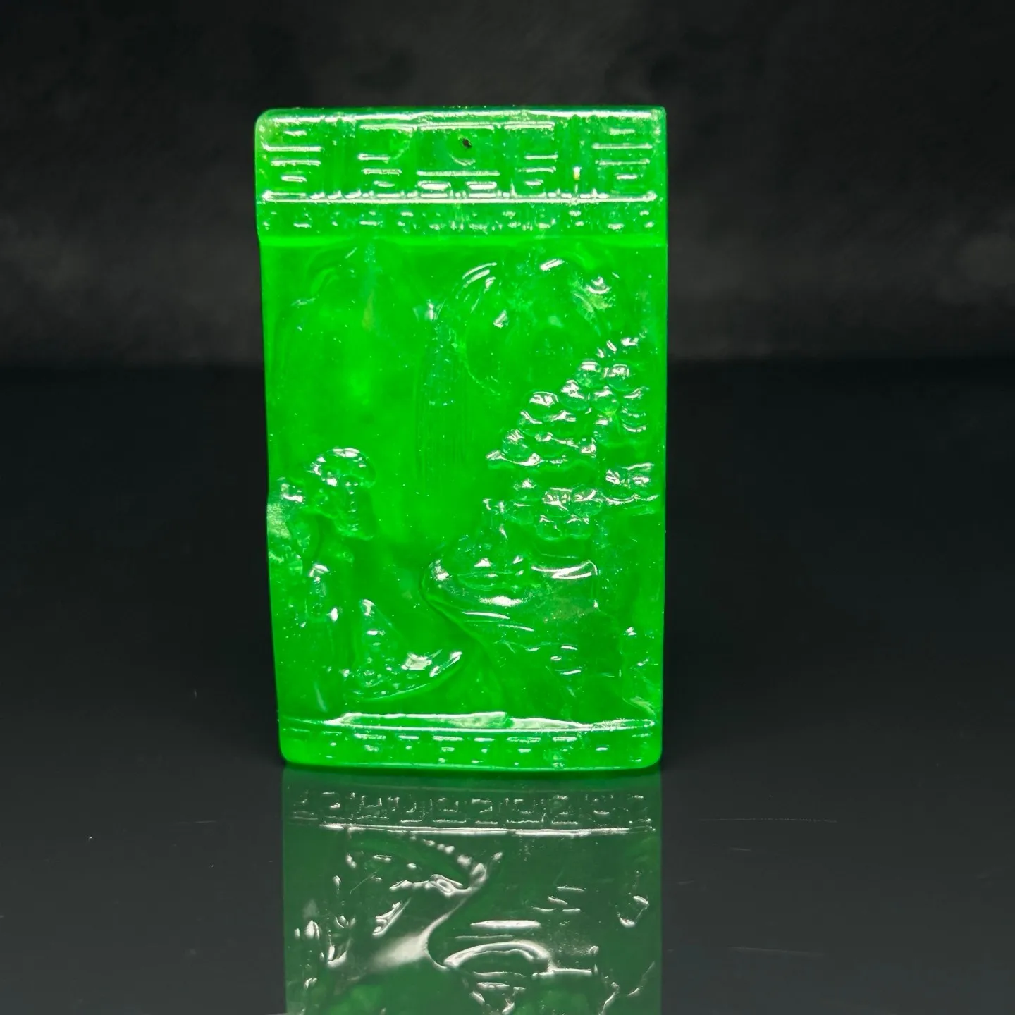 Real Natural High Ice Jade Jadeite Green landscape amulet Pendant&Necklace