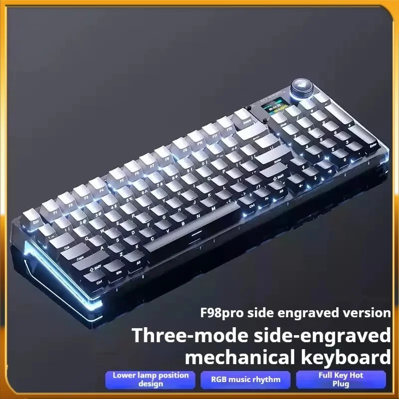 F98pro Side Carving Mechanical Keyboards Three Modes Connection Supports Hot Plug Rgb Light Effect Tablet Laptop Office Gaming