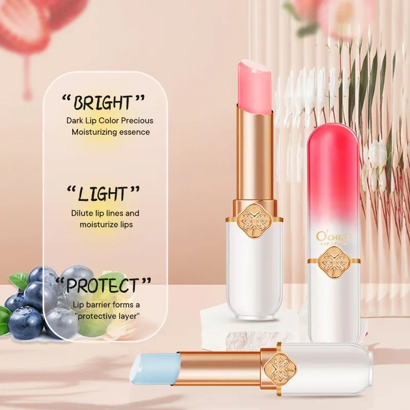 O'CHEAL-pintalabios que cambia de Color, bálsamo labial con sabor a fruta, hidratante, resistente al agua, cuidado de labios sensible a la temperatura de larga duración