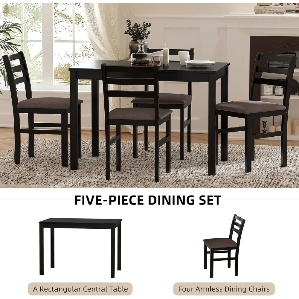 Table de bar quetable pour 4, ensemble de table de cuisine avec 1 table rectangulaire et 4 chaises pour cuisines, restaurants, brochure