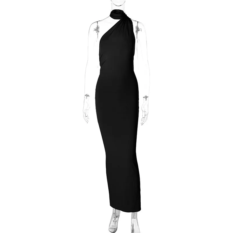 Hugcitar One Shoulder Backless Adjustable Scarf Loop Ruched Sexy Maxi Dress Women Elegant Y2K Streetwear Festival Outfit 248 S8ecf4215d68041c7a8c726009d8ed11bn