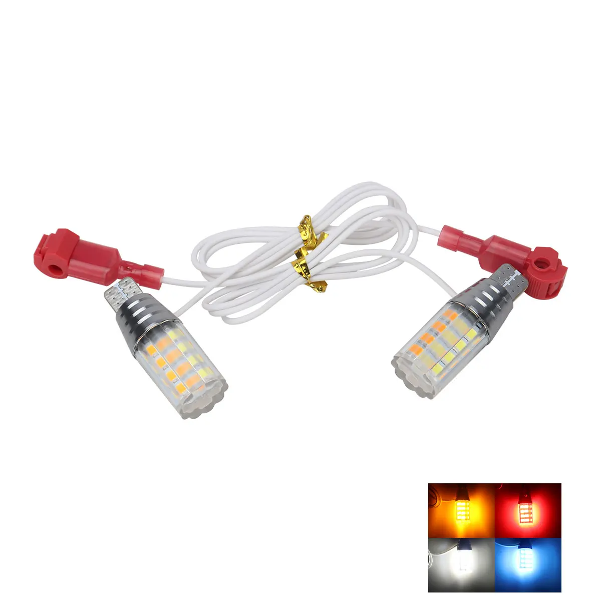 

1Pair Motorcycle Turn Signal Lights T15 W16W LED Bulbs 3014 48SMD Dual Color Auto Daytime Running Light Width Indicator Lamp