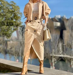 Loose Fitting Long Sleeved Shirt and High Waist Skirt Set for Women Casual Loose Fitting Fashion Trend New Autumn 2024