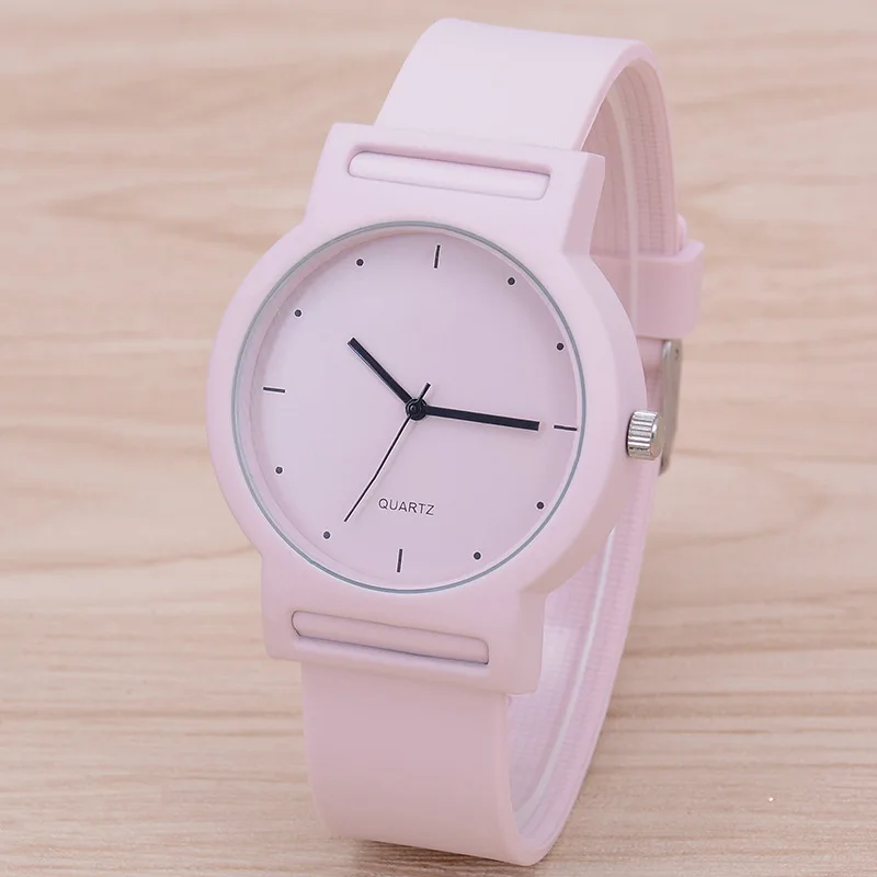 Fashion Simple Quartz Watches Women Korean Pink Silicone Belt Wristwatches Clock Gift Dropshipping