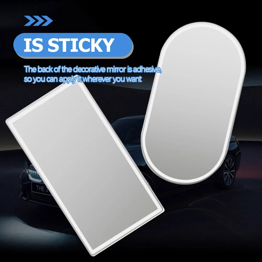 

2Pcs Car Visor Mirror Safe Shatterproof Portable Sun Visor Makeup Mirror Car Interior Accessories Clear Imaging Foldable