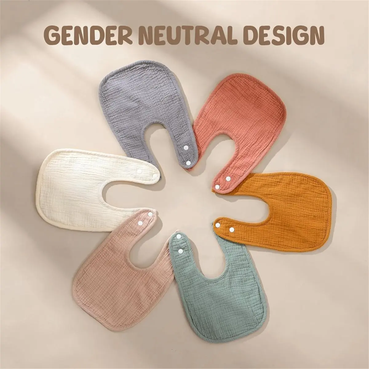 (A02R] 6-Pack Muslin Baby Bibs for Unisex Boys Girls, Cotton Baby Drool Bibs, Drooling and Teething Bibs for Infant