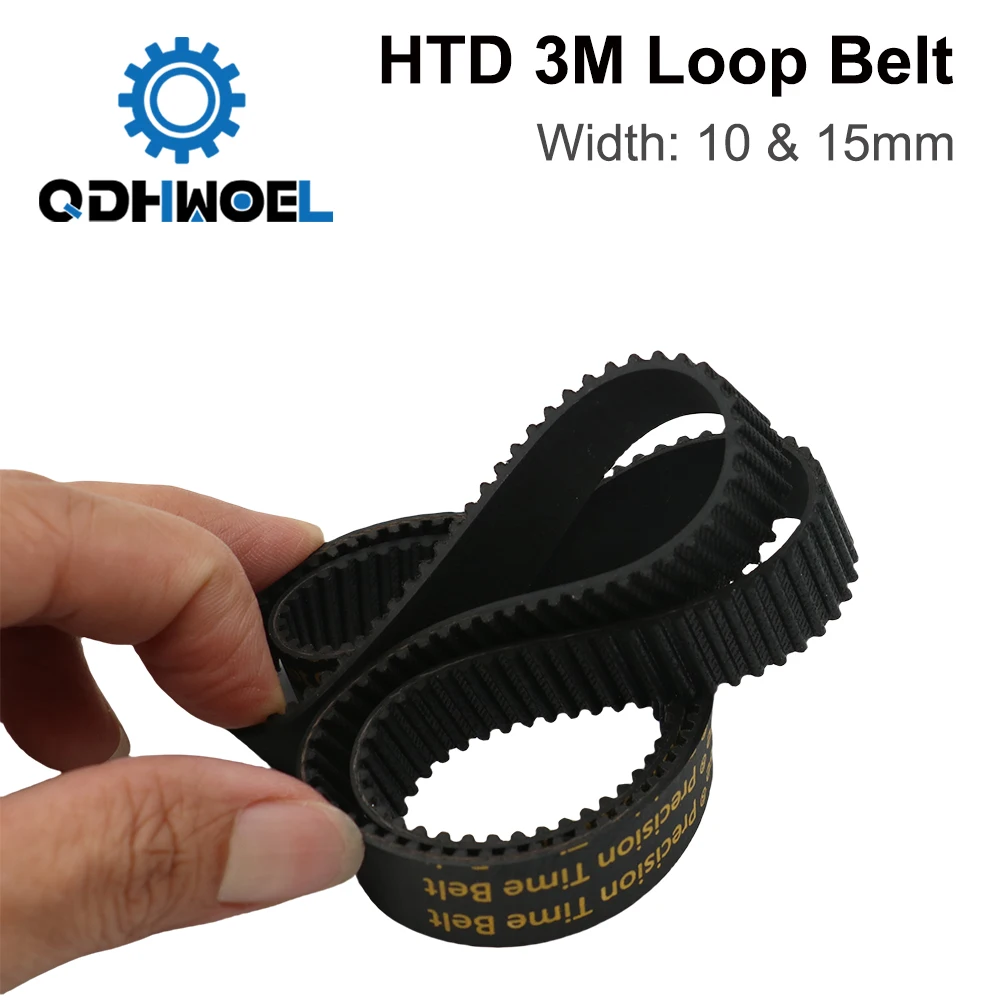 HTD 3M Closed Loop Belt Rubber Timing Belt Various Transmission for CO2 Laser Engraving Cutting Machine / 3D Printer
