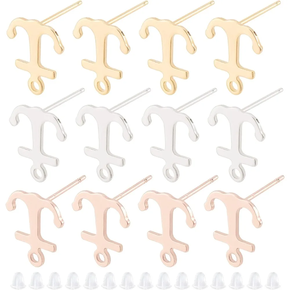 30Pcs 3 Colors Stud Earring with Loop Hole Anchor Stud Ear Stainless Steel Nautical Marine Earring Post Studs with Plastic Ear