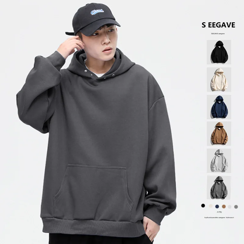 

Neckline button heavy autumn and winter off shoulder sweater loose hoodie casual sweatshirt hoodies women