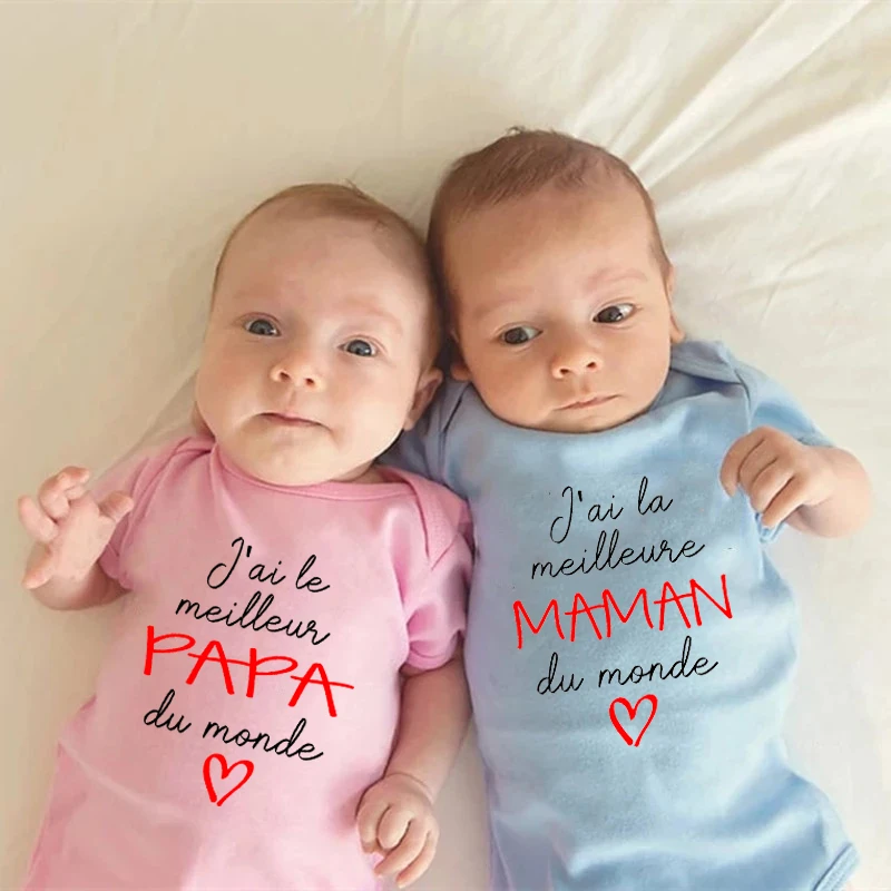 I Have The Best Dad/Mom In The World Newborn Baby Bodysuits Cotton Short Sleeve Infant Twins Rompers Body Boys Girls Jumpsuits