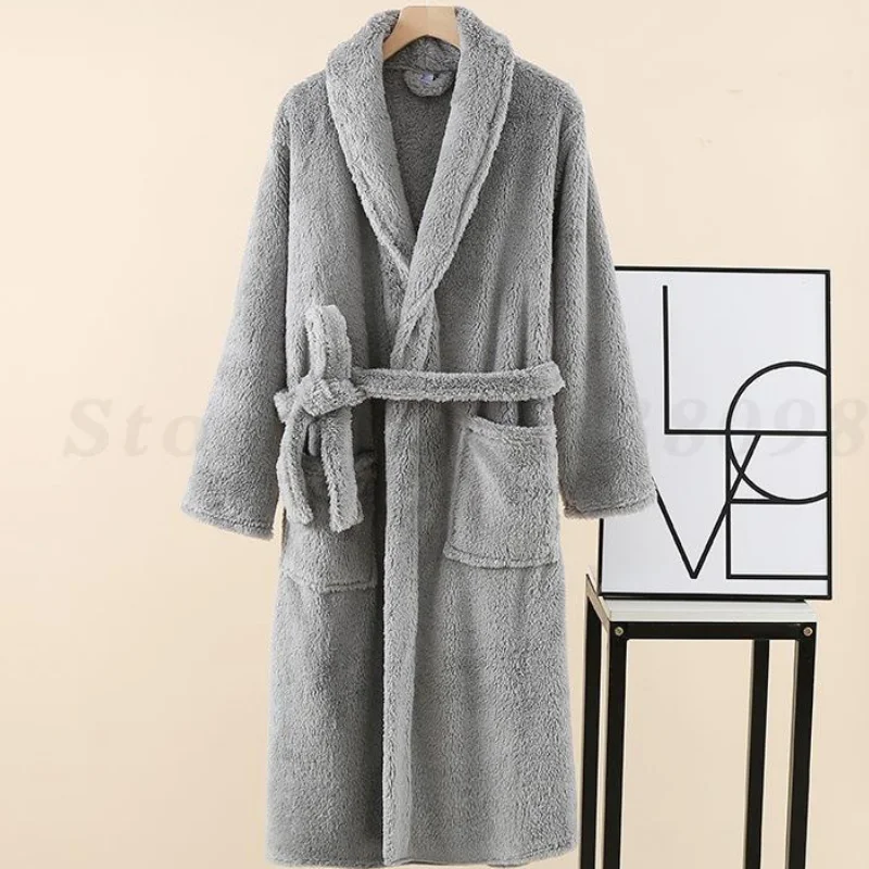 

Утолщенный халат из кораллового флиса, кимоно, ночная рубашка, фланелевой халат для пары, домашняя одежда, зимняя теплая одежда для сна, свободная повседневная домашняя одежда