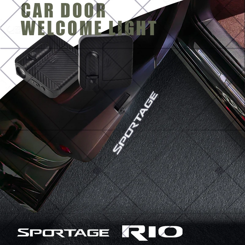 1/2 Uds para Sportage Rio K2 K3 K5 GT Line Seltos Mohave X Line Logo lámpara de proyector HD de coche LED accesorios de luz de bienvenida de puerta automática