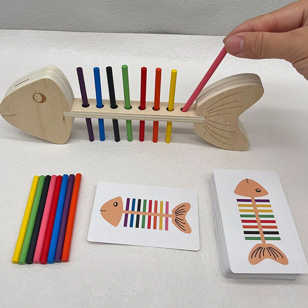 Classificazione dei colori Riconoscimento dell'accoppiamento Giocattolo in legno per lische di pesce Giocattoli per bambini con bordo occupato