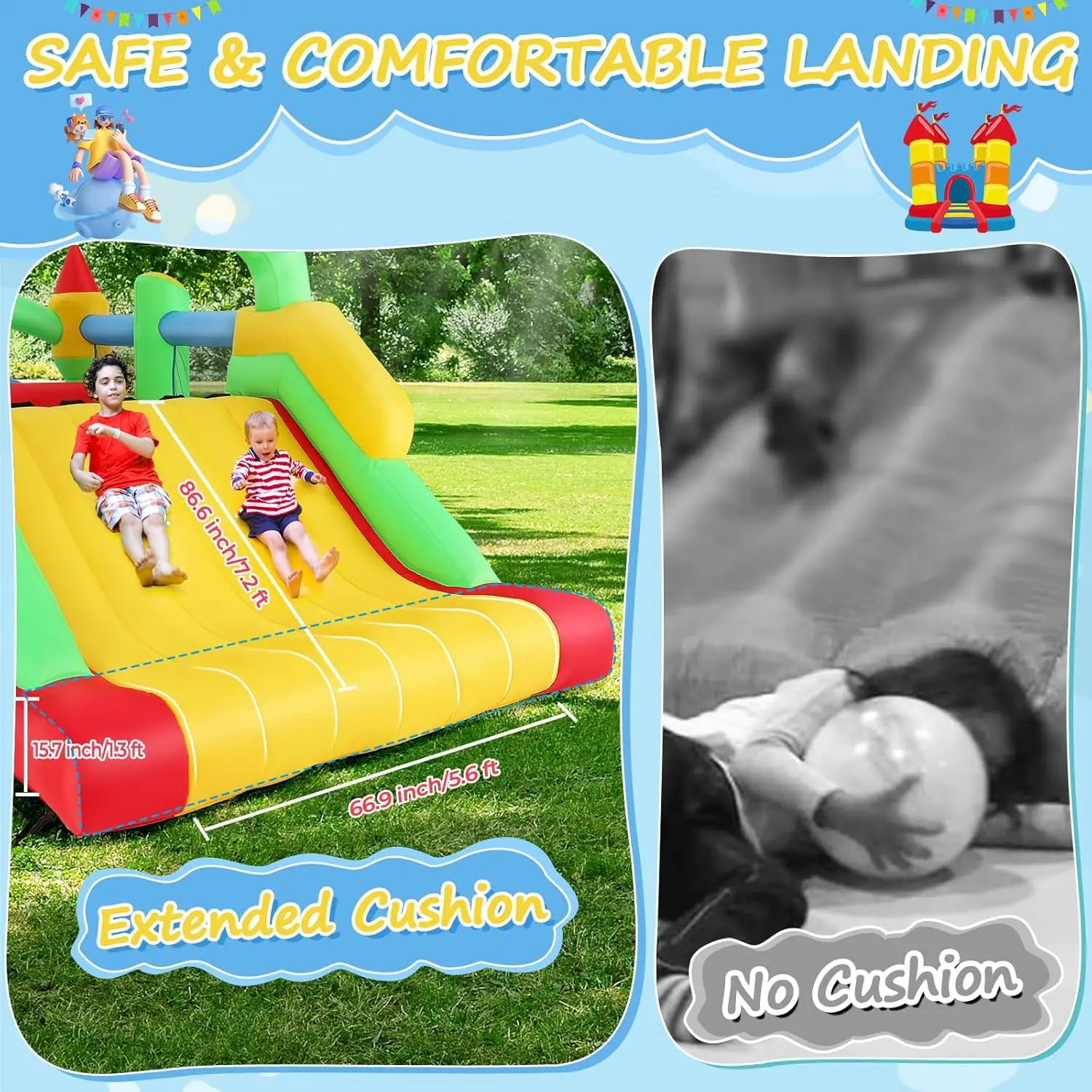 ترتد البيت للأطفال الكبار 8-12، 18 × 8.2FT للأطفال 3-6 دورة عقبة قابلة للنفخ مع أنفاق مزدوجة، شريحة كبيرة، التسلق، العوائق #5