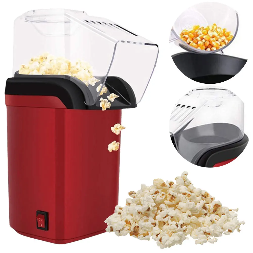 Popcorn Machine No Oil Fully Automatic Popcorn Machine Hot Air Popcorn Maker High Popping Rate Electric Popcorn Poppers for Home