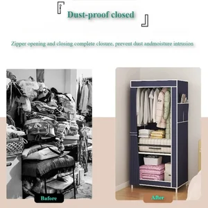 Simple wardrobe for clothes, folding cabinet, minimalist fabric cabinet, dust-proof hanger 10 Main Sales Folding Cabinet - №8