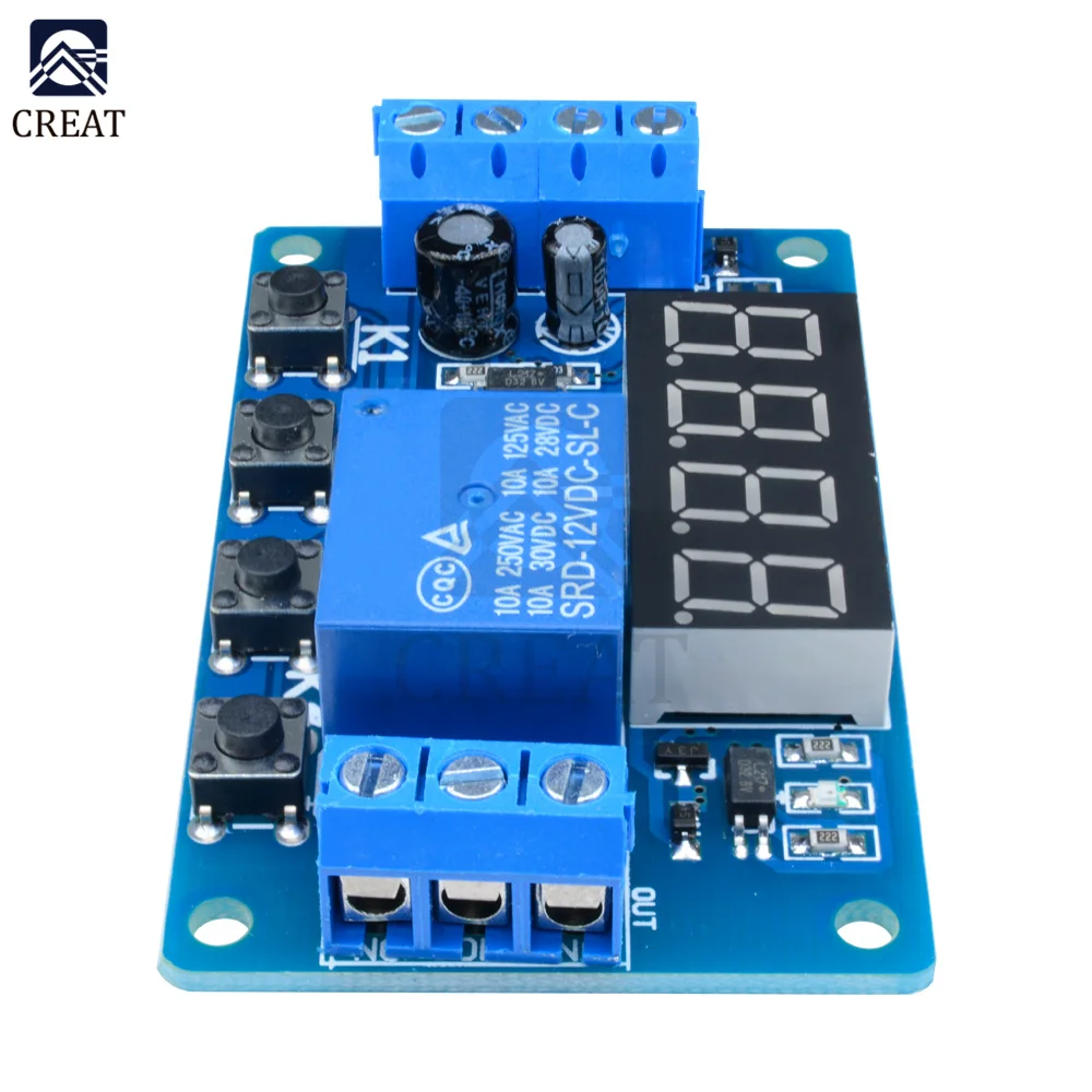 DC 12V Timer Delay Relay Digital LED Display Programmable Multi-Function Trigger Time Circuit Control Cycle Switch PLC Module