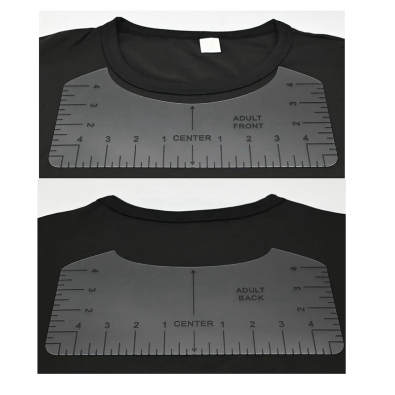 9Pcs Tshirt Ruler Guide To Center Vinyl, Transparent V-Neck/Round PVC Ruler For Alignment, Heat Press