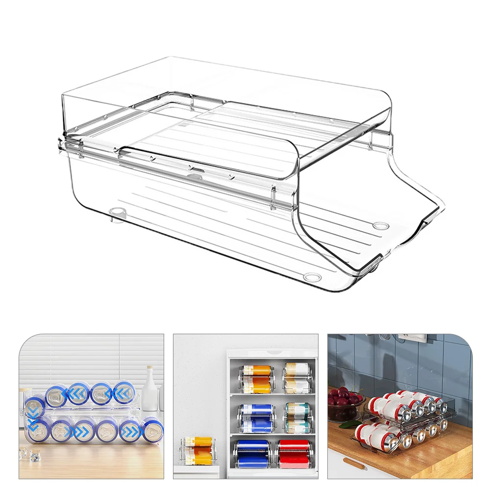 

1pcs Double Layer Beverage Can Dispenser For Fridge Soda Storage Rack Clear Drink Organizer Space Saving Home Dorm Use Soda Can