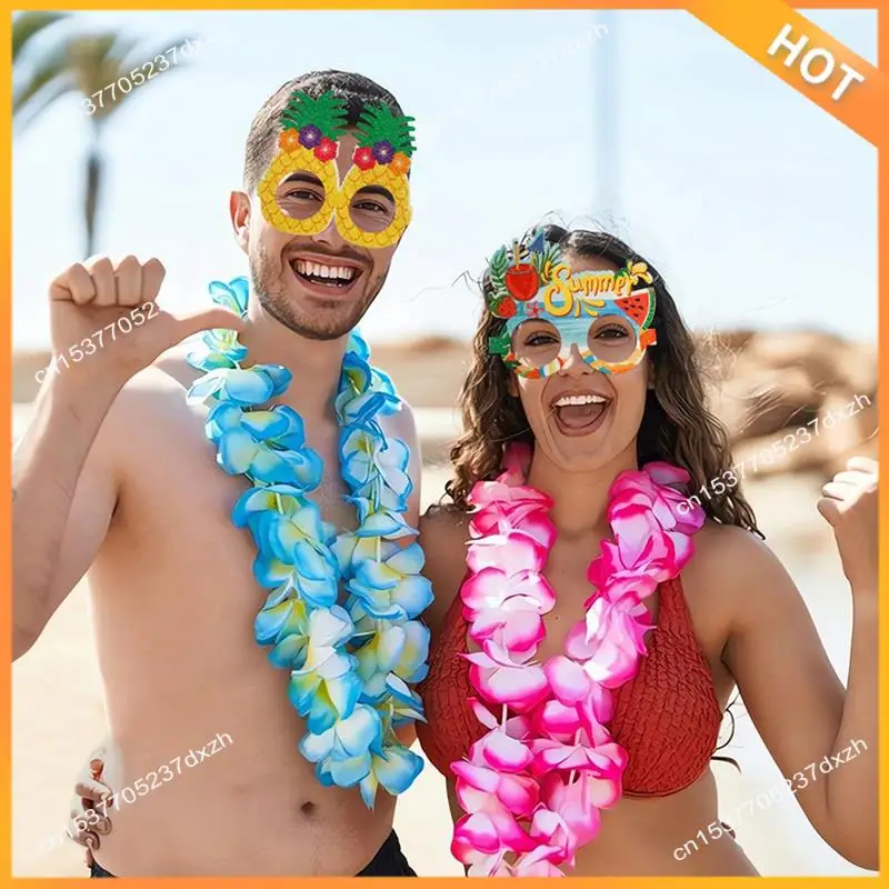 

A43M 1 PCS Summer Hawaiian Glasses Tropical Theme Party Decorations As Shown Felt+Plastic Coconut Tree Photo Glasses Frame,H