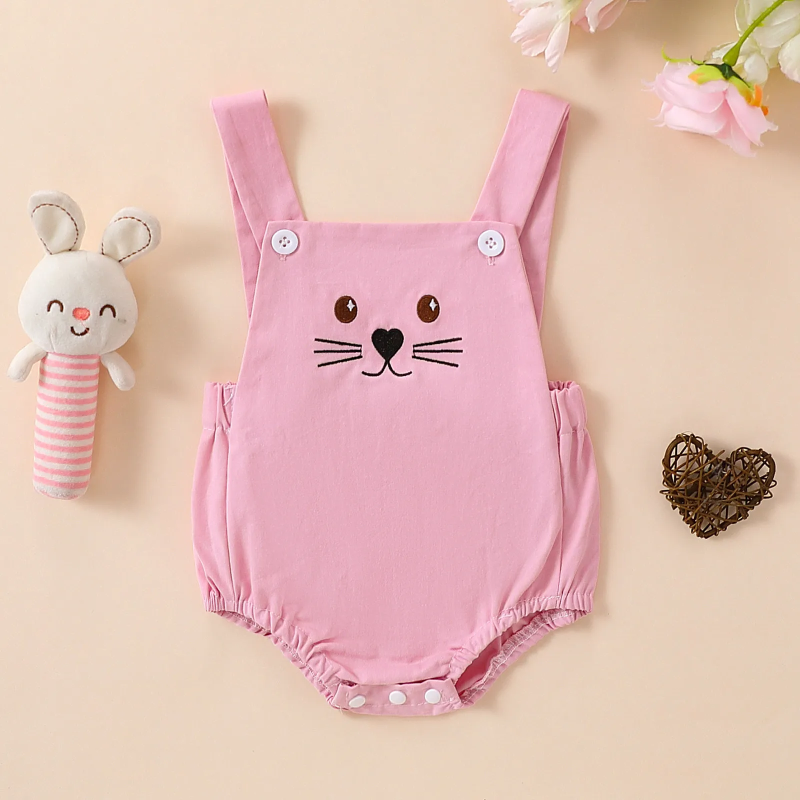 

Newborn Baby Girls Easter Romper Bunny Outfit Sleeveless Bodysuit Jumpsuit Overalls Summer Clothes Toddler Boys Easter Rompers