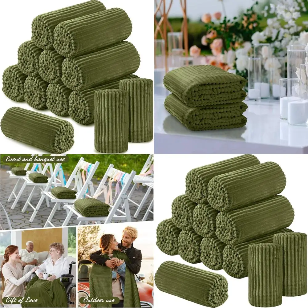 

50x60 Army Green Flannel Blankets, Pack of 12, Oeko-TEX Certified for Outdoor Events, Sofa, Donations, and Gifts