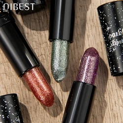 QIBEST Glitter Diamond Lipstick Moisturzing Color Changing Lipstick Pearlescent Shiny Temperature Lip Balm Lasting Lips Makeup