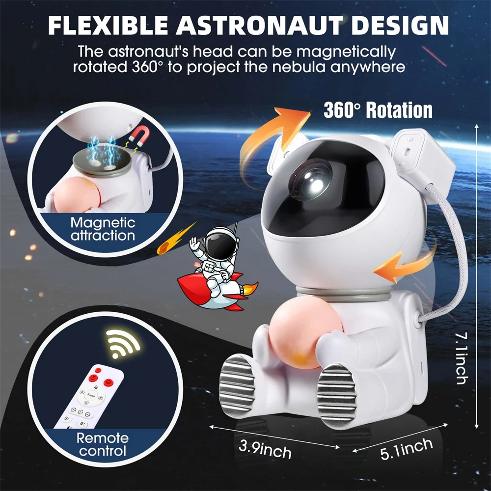 Remote Control Starry Sky Projector Light 8 Modes Projection Night Light 7 Colors Nebula Light Bedroom Birthday Party Decoration