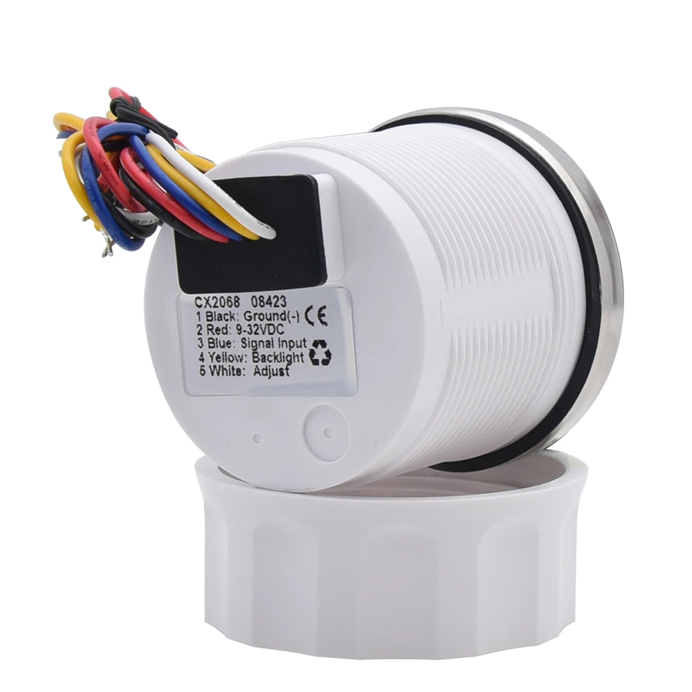 52MM Fuel Level Gauge 0-190 Ohm 7 LED Backlight With Alarm For Marine Car RV Camper Yacht Fuel Level Meter 12V/24V