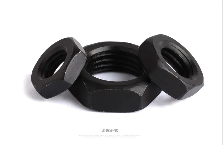 2~10pcs M8 M10 M12 M14 M16 M18 M20 Fine Thread Black Flat Hex Hexagon Thin Nut Jam Nut Grade 8 Carbon Steel Locknut For Bolts