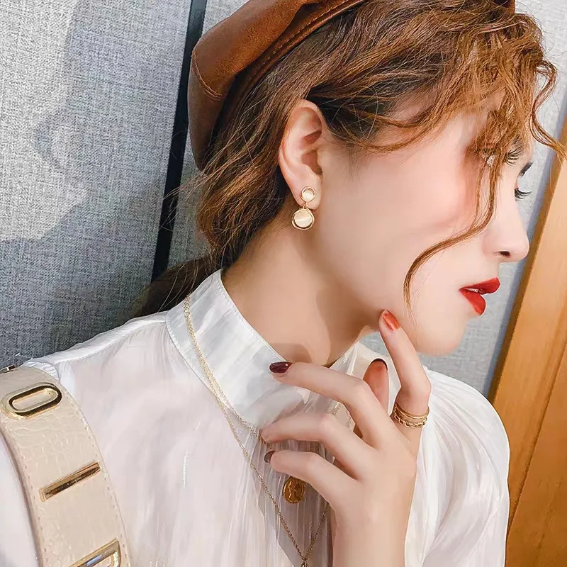 2024 New Luxury Zircon Water Drop Earrings for Women Korean Fashion Rhinestone Opal Earring Jewelry Gift Wholesale