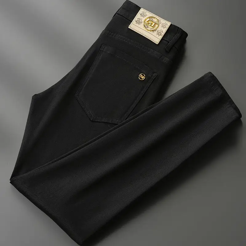 الخريف الشتاء مستقيم الدينيم السراويل الرجال رشاقته حجم كبير 40 الجينز عالية الجودة تمتد الصلبة الجينز الدافئة ضئيلة عادية اليومية بنطلون